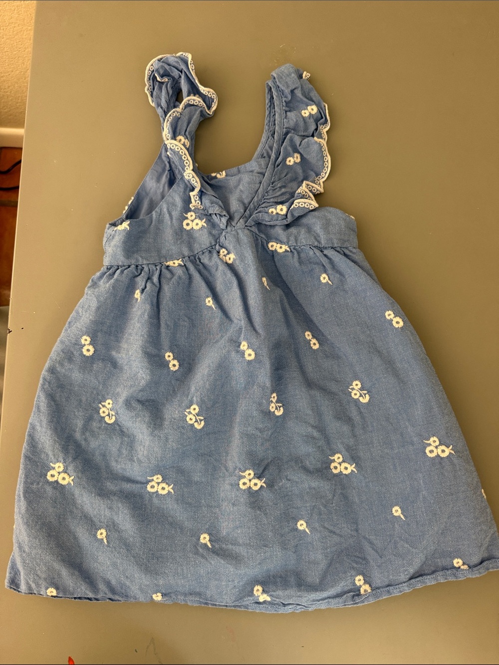 Girls Blue Floral Embroidered Summer Dress